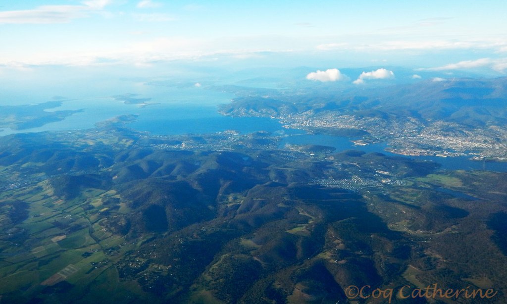 vue aérienne sur Hobart en Tasmanie